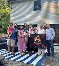 hibachi at home airbnb rhode island – family group photo during backyard dinner