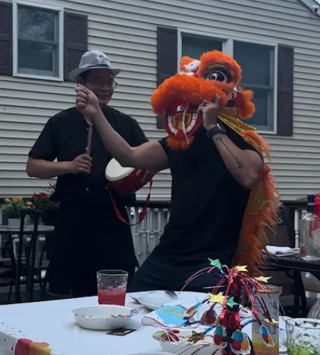 Private hibachi event with live entertainment and lion dance performance